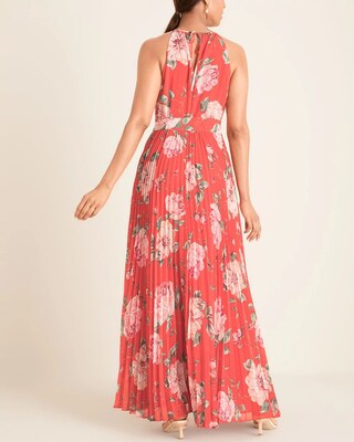 Eliza J Sleeveless Halter-Neck Pleated Maxi Dress