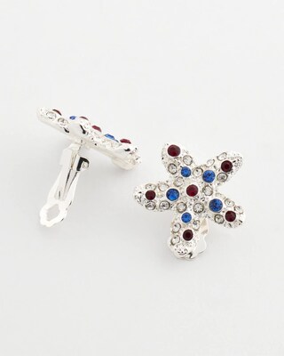 Red White & Blue Starfish Clip-On Earrings click to view larger image.