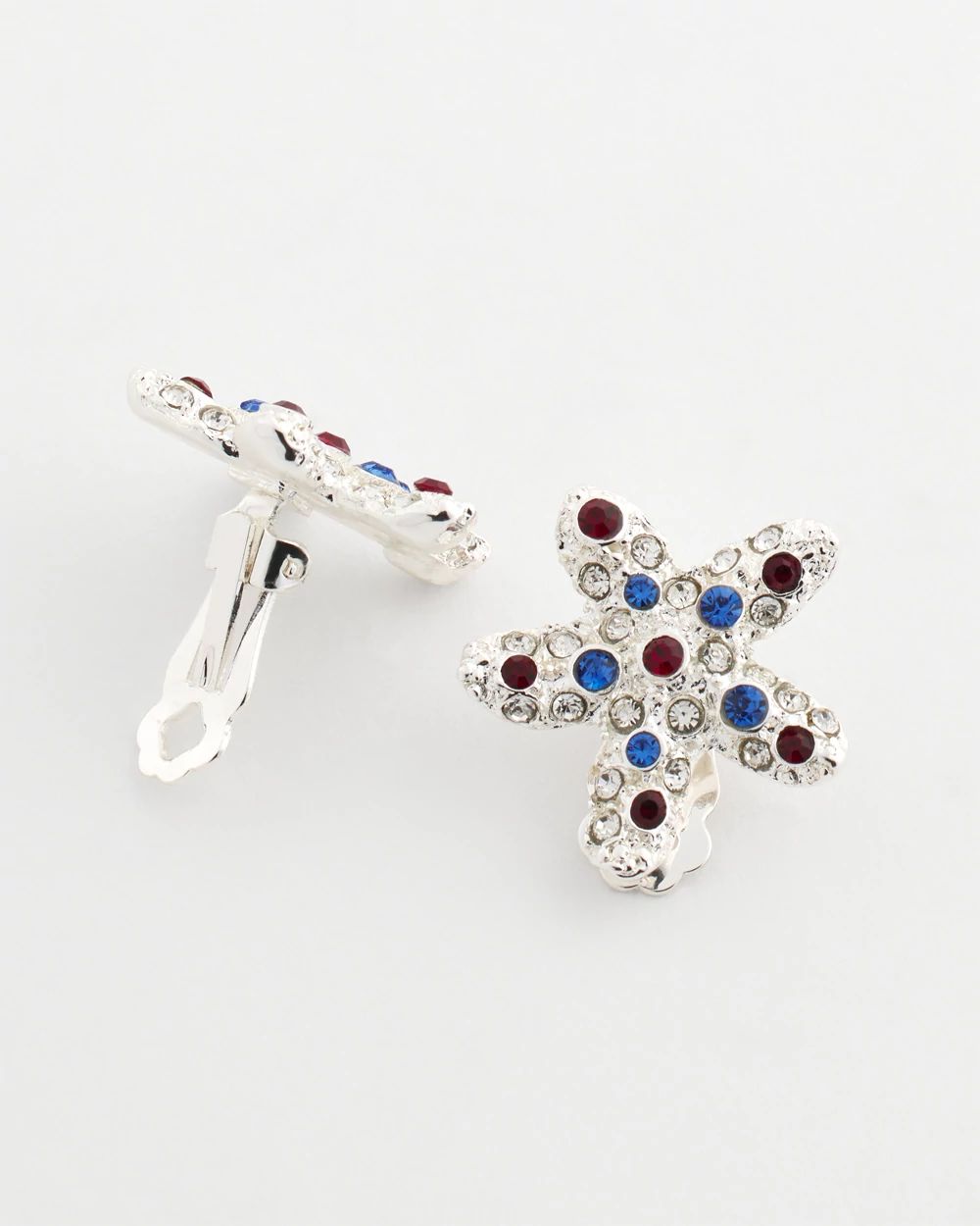 Red White & Blue Starfish Clip-On Earrings