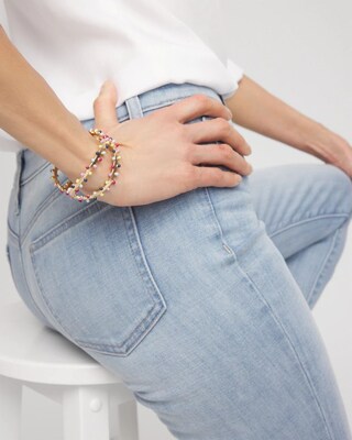 Flexible Gold-Tone Rainbow Cuff click to view larger image.