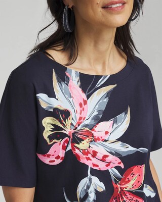 Floral Gathered Hem Tee
