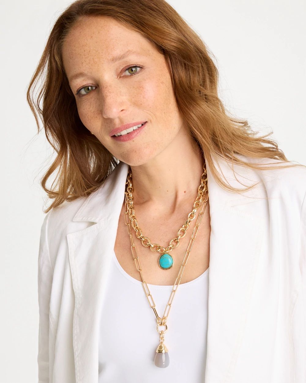 Double-Strand Blue Pendant Necklace click to view larger image.