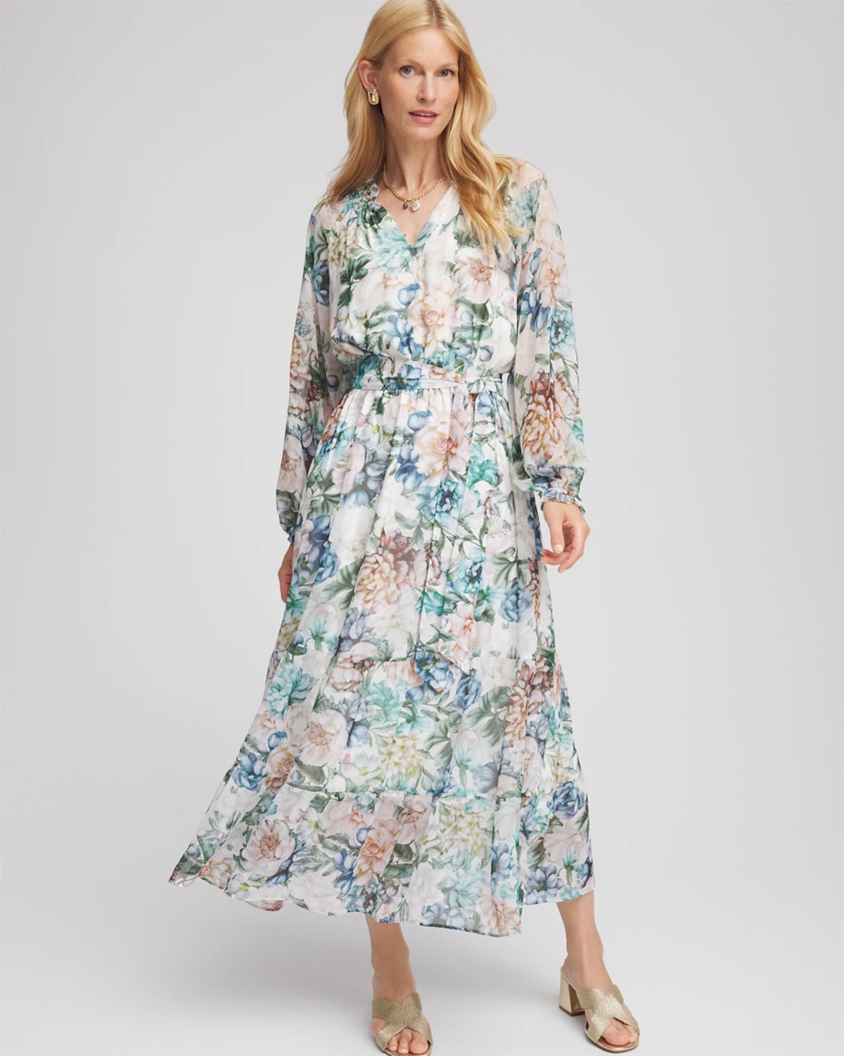 Women’s Petite Georgette Tie-Front Maxi Dress Women’s Petite Georgette Tie-Front Maxi Dress