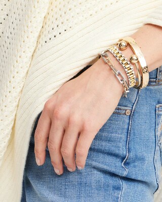Mixed Metal Square Link Bracelet