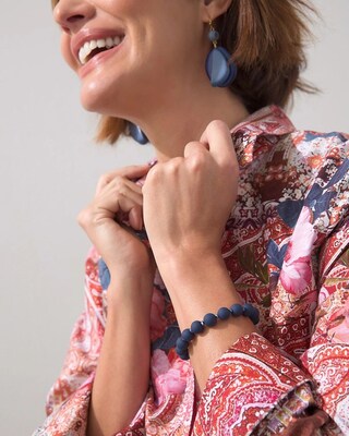 Matte Blue Stretch Bracelet