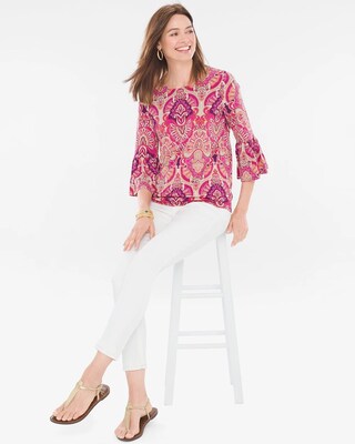 Medallion-Shell Bell-Sleeve Top