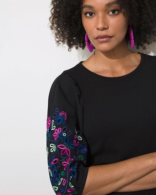 Embroidered Eyelet Sleeve Tee