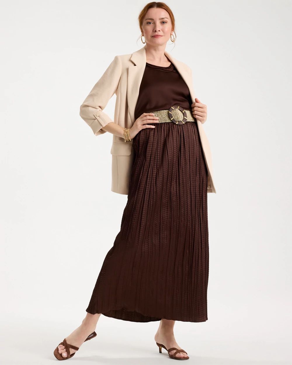Satin Crinkle Maxi Skirt click to view larger image.