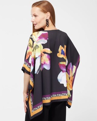 Floral Print Poncho