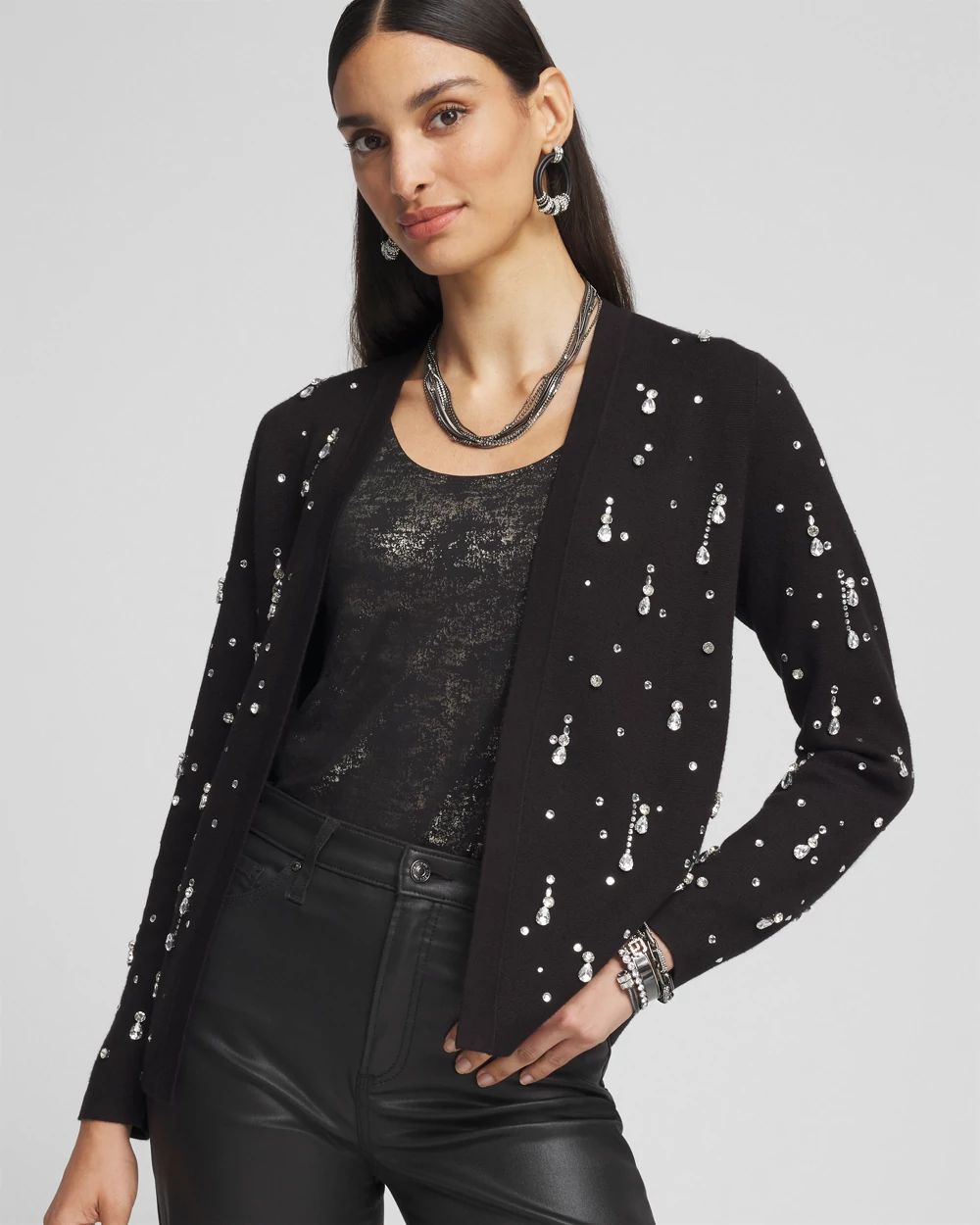 Embellished Long-sleeve Cardigan