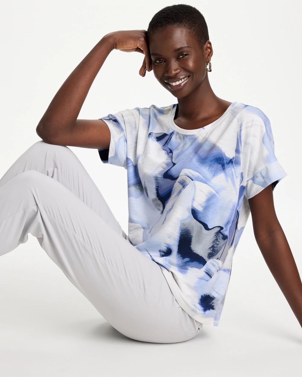 Zenergy® Placed Print Drop Shoulder Tee click to view larger image.