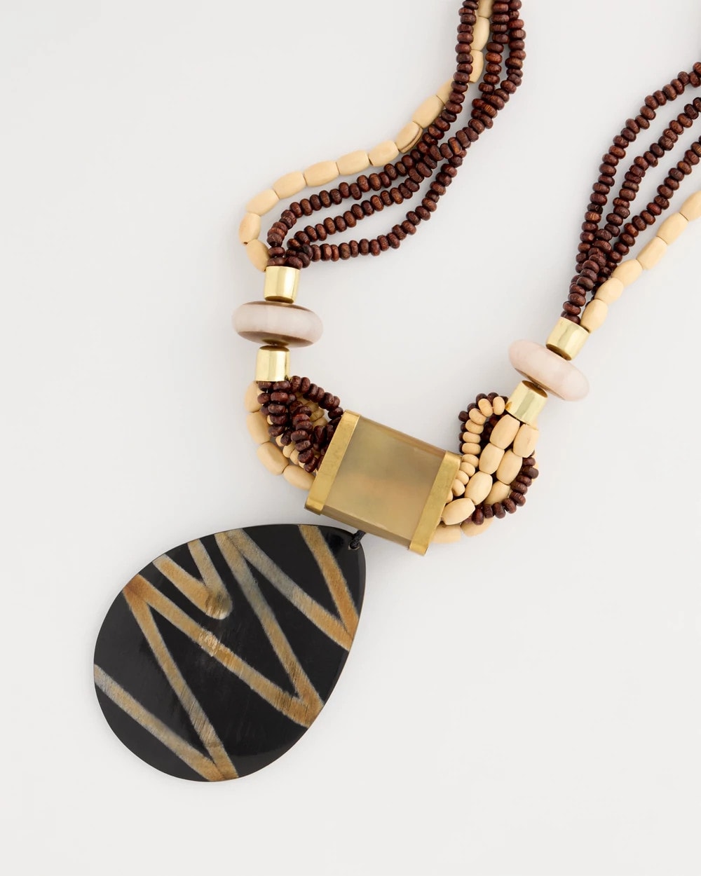Chico's Originals Genuine Horn Striped Pendant Necklace