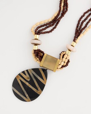 Chico's Originals Genuine Horn Striped Pendant Necklace click to view larger image.