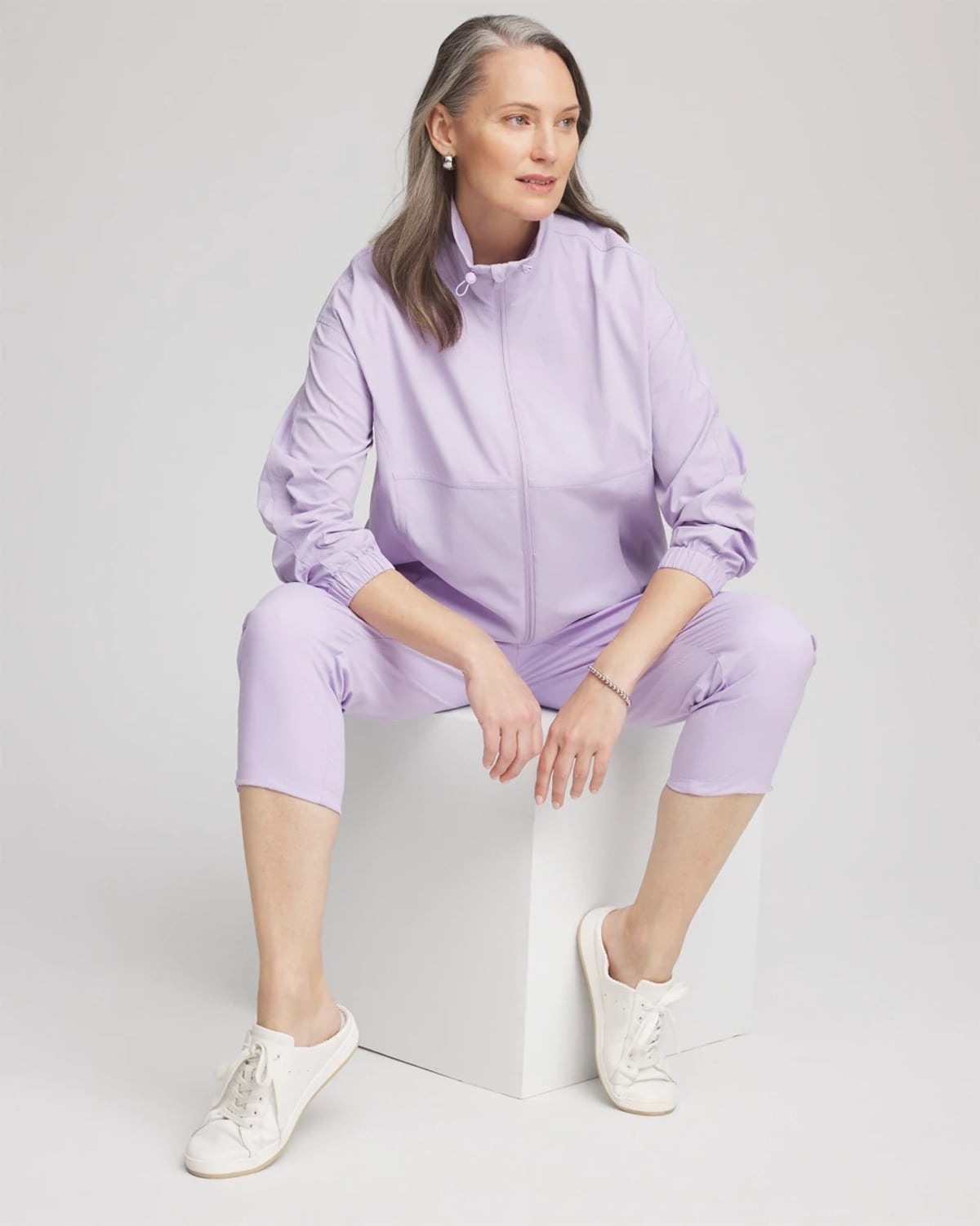 Chico's Striped Jacket In Purple