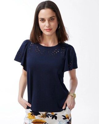 Cutwork Flutter Sleeve Tee
