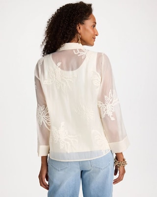 Sheer Soutache Embroidered Chiffon Shirt click to view larger image.