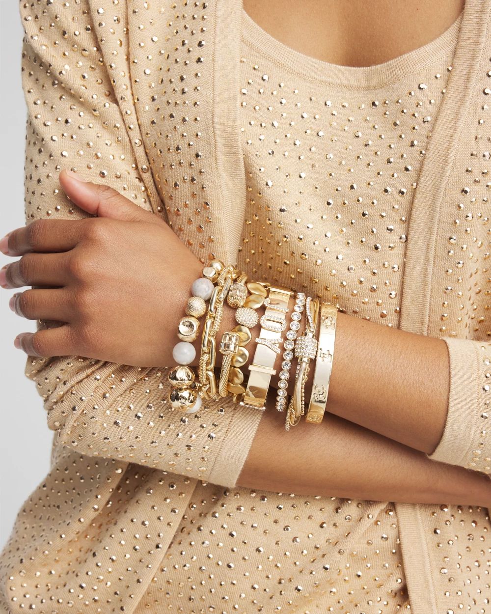 Gold Tone Mixed Bead Bracelet