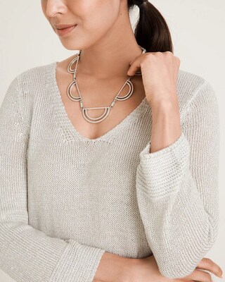 Lightweight Shine V-Neck Sweater