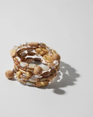 Neutral Beaded Coil Bracelet