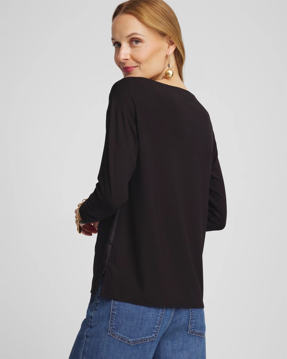 Satin Leaves Long Sleeve Tee