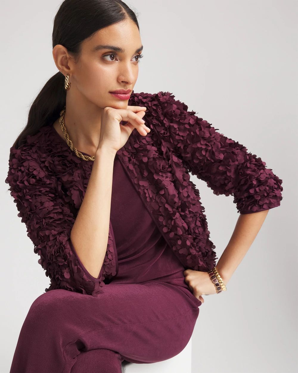 Travelers Collection™ Textured Rosette Jacket