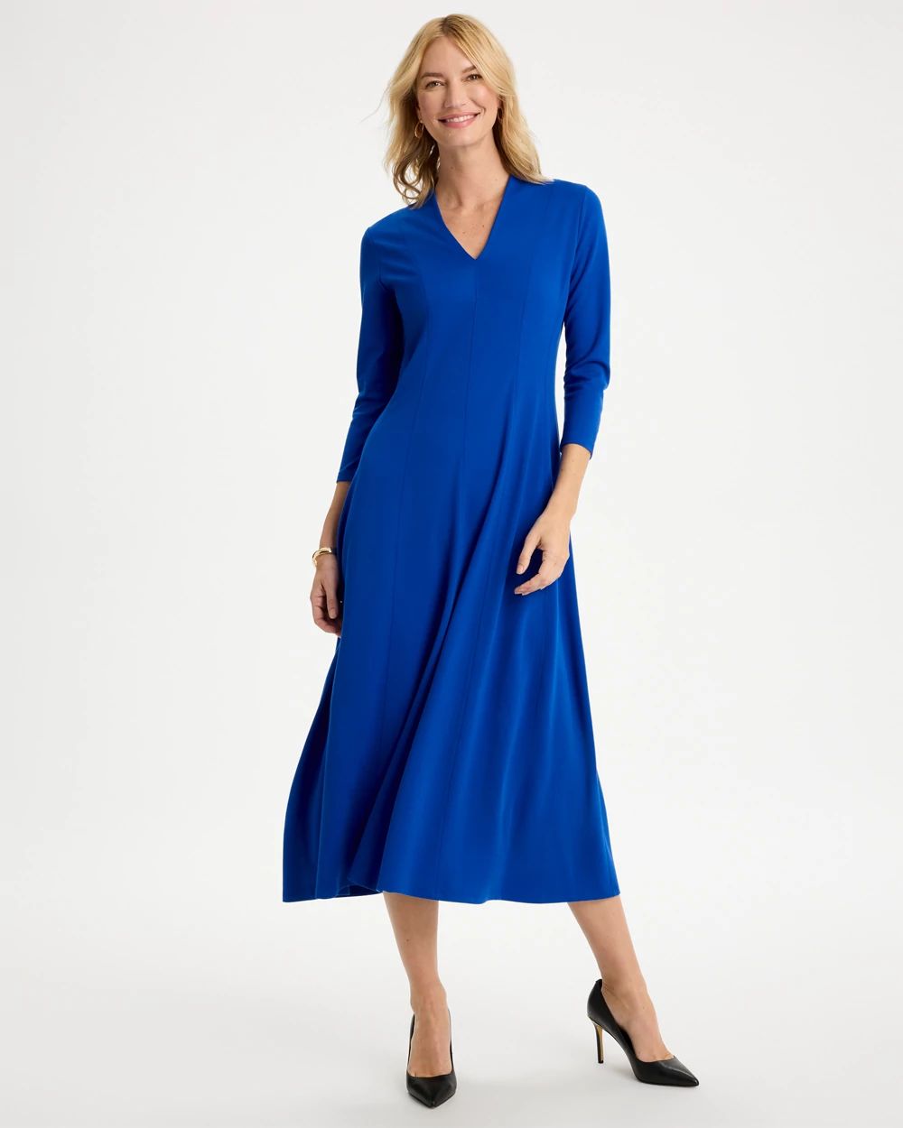 Ponte Seamed Midi Dress