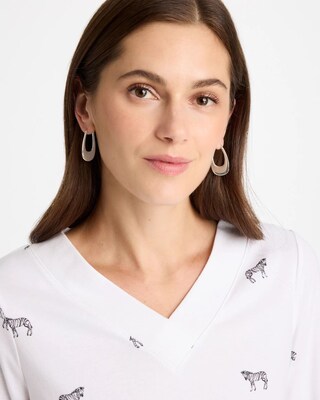 Silvertone Front To Back Hoop Earrings click to view larger image.