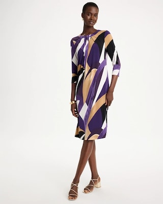 Travelers™ Knit Printed Twist-Front Dress