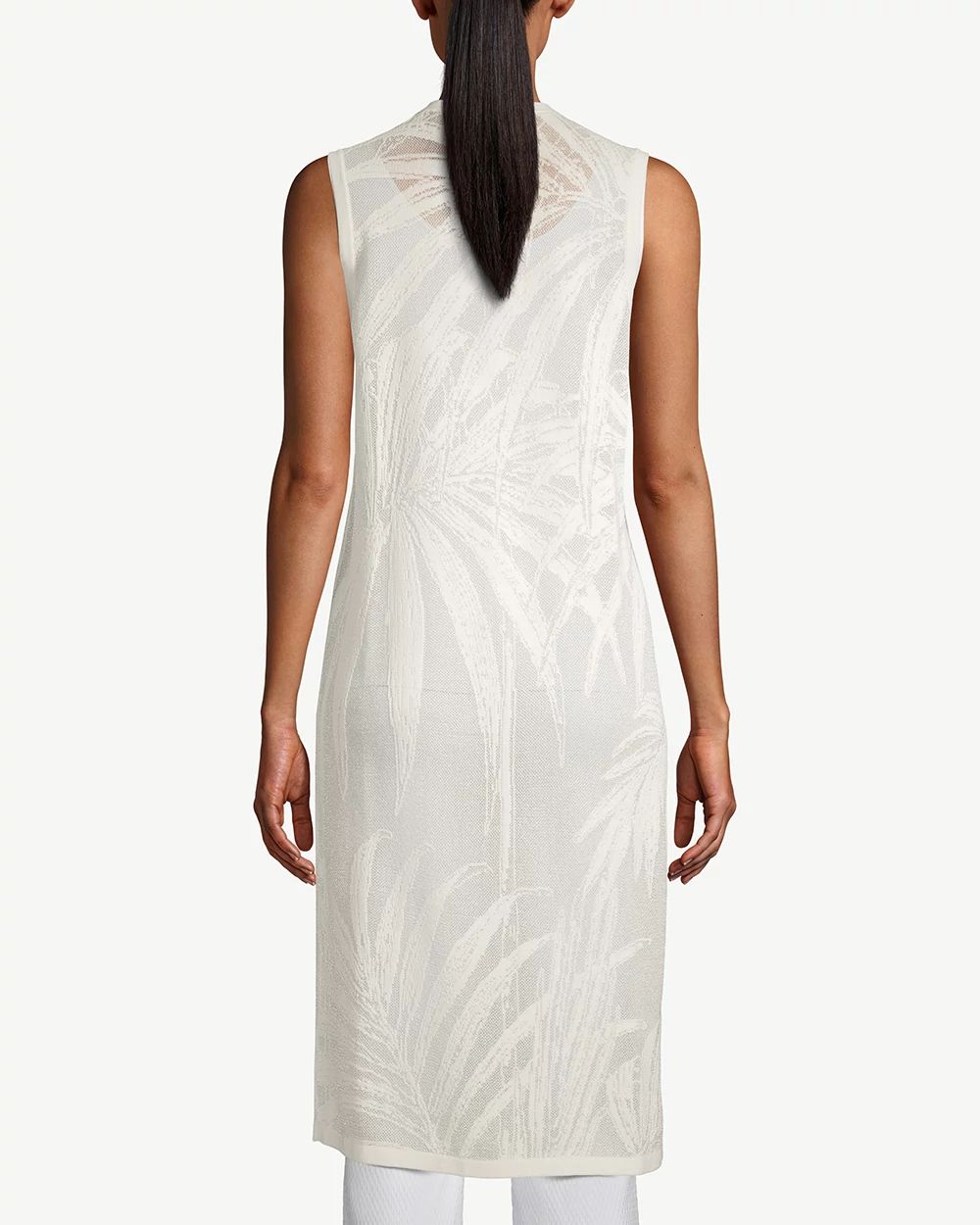 Sleeveless Palm-Stitch Long Sweater Vest