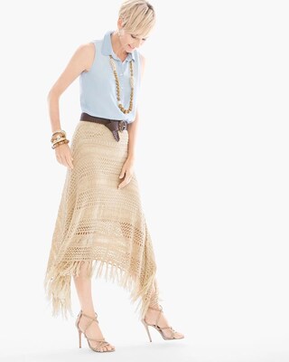 Crochet Fringe Detail Handkerchief Hem Skirt
