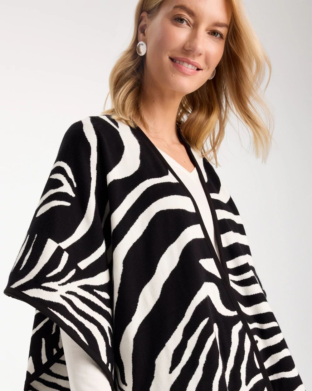 Jacquard Zebra Open-Front Ruana click to view larger image.