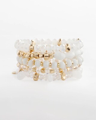 White Stretch Set of Five Bracelets