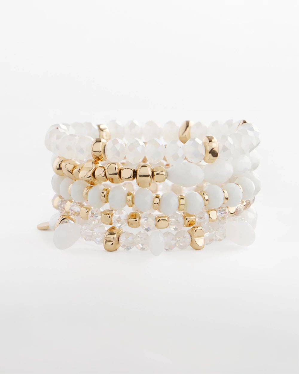White Stretch Set of Five Bracelets