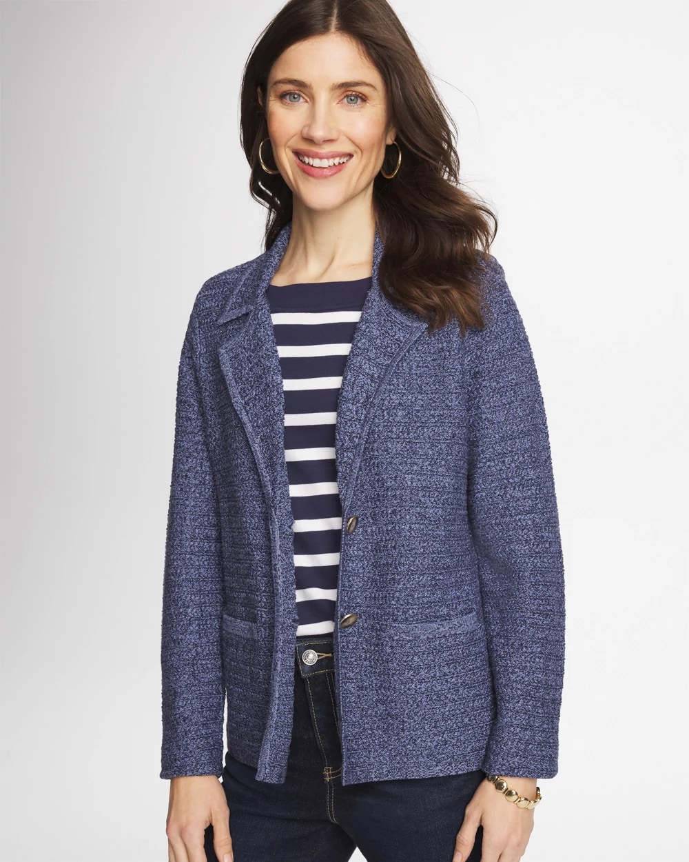 Denim Inspired Textured Cardigan, photo 1 of 5
