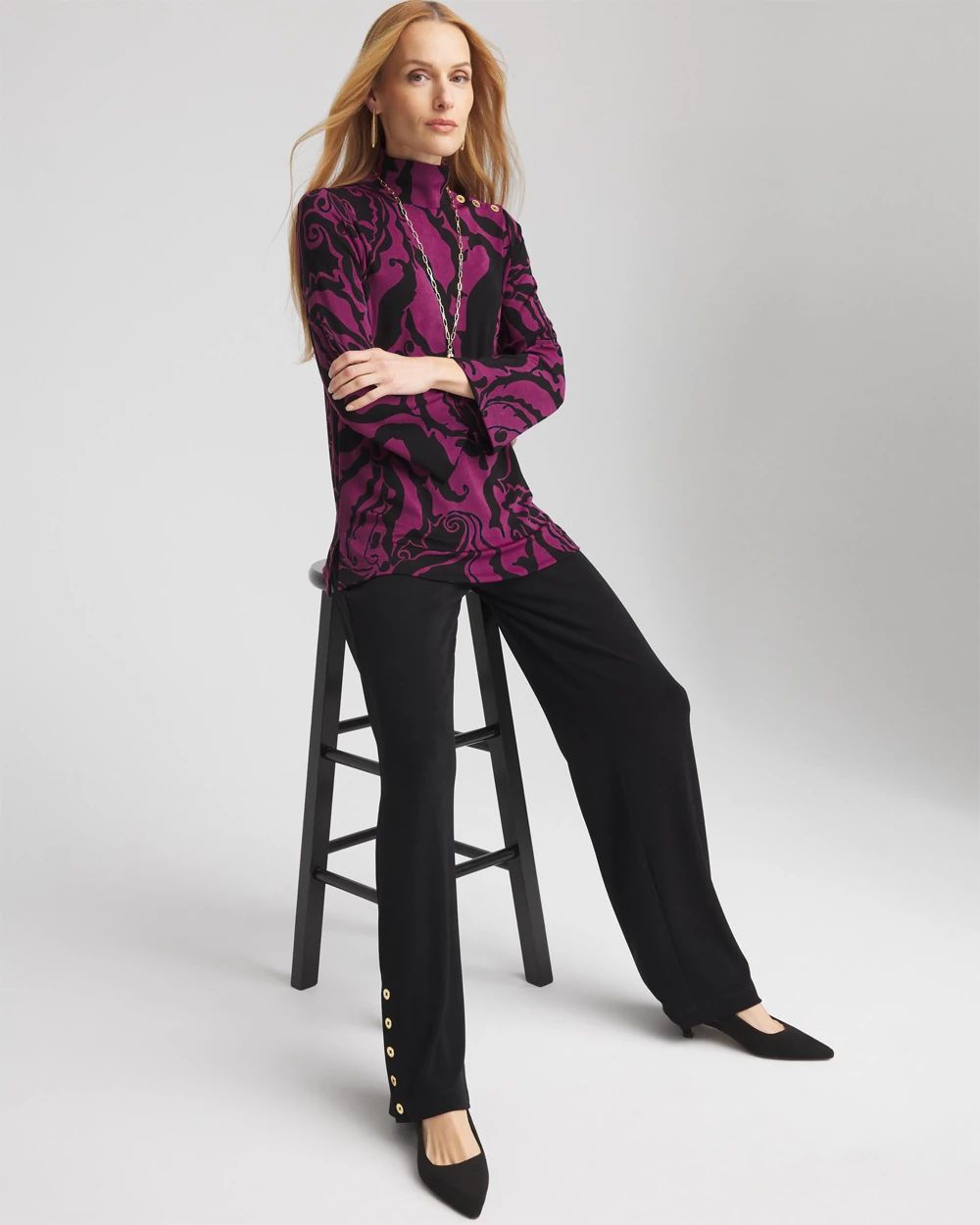 Travelers™ Paisley Mock Neck Tunic