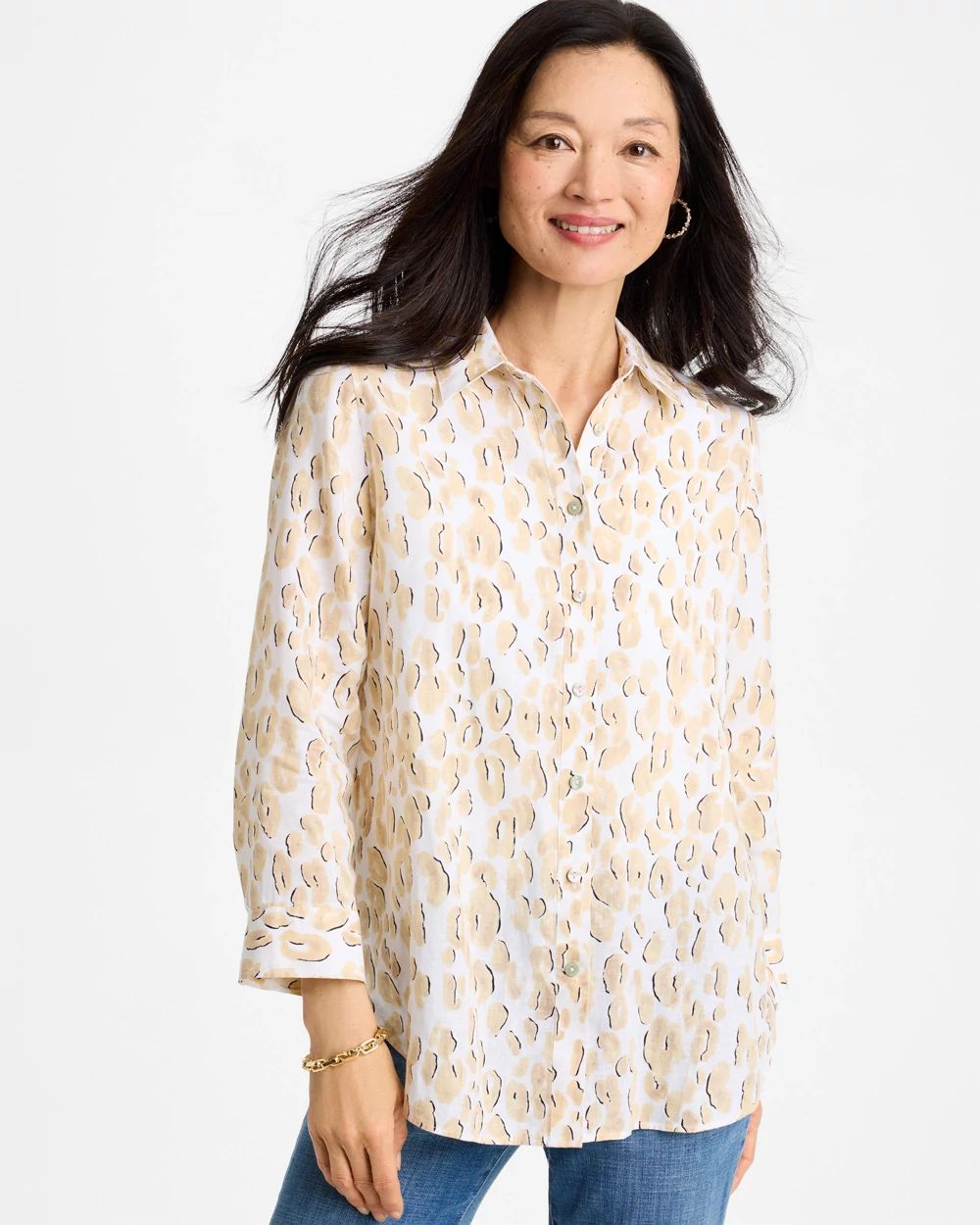 No Iron™ Linen Animal Print Shirt