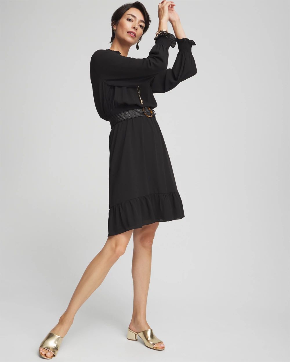 Smocked Waist Ruffle Dress