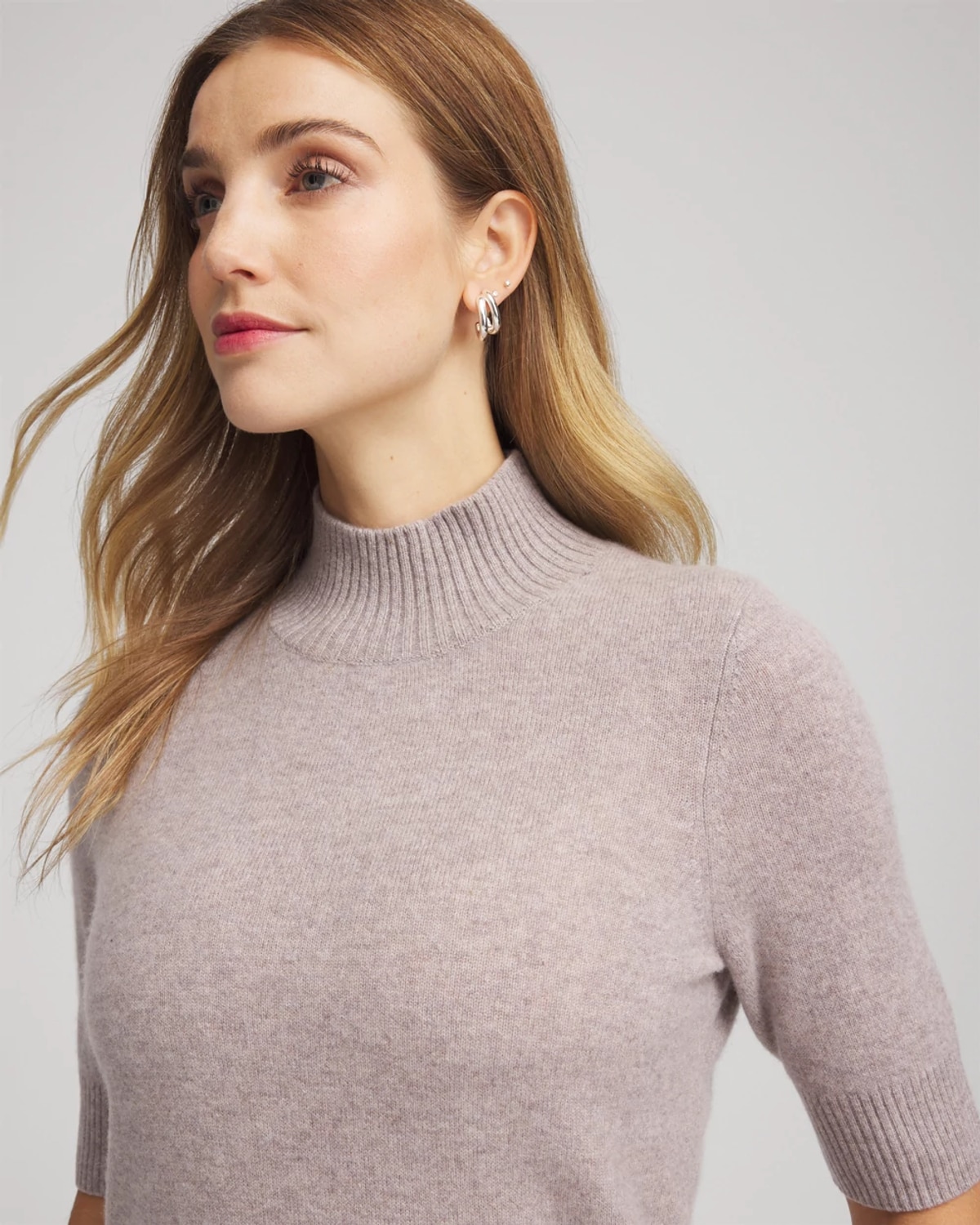Chico's Cashmere Elbow-sleeve Sweater In Taupe In Brown