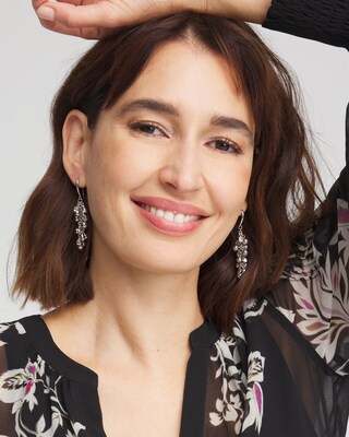 No Droop™ Silver Tone Cluster Earrings