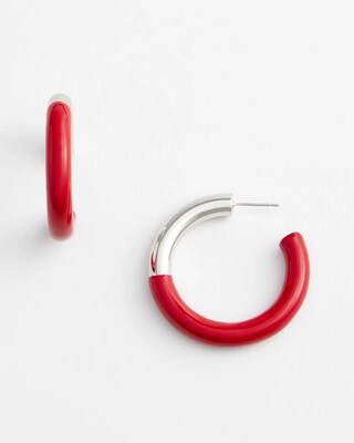 No Droop™ Red Coated Enamel Hoop Earrings