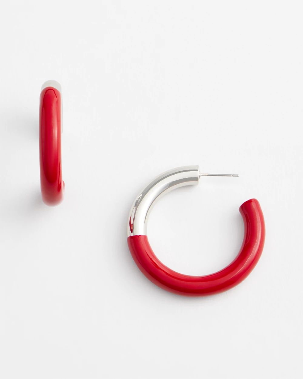 No Droop™ Red Coated Enamel Hoop Earrings