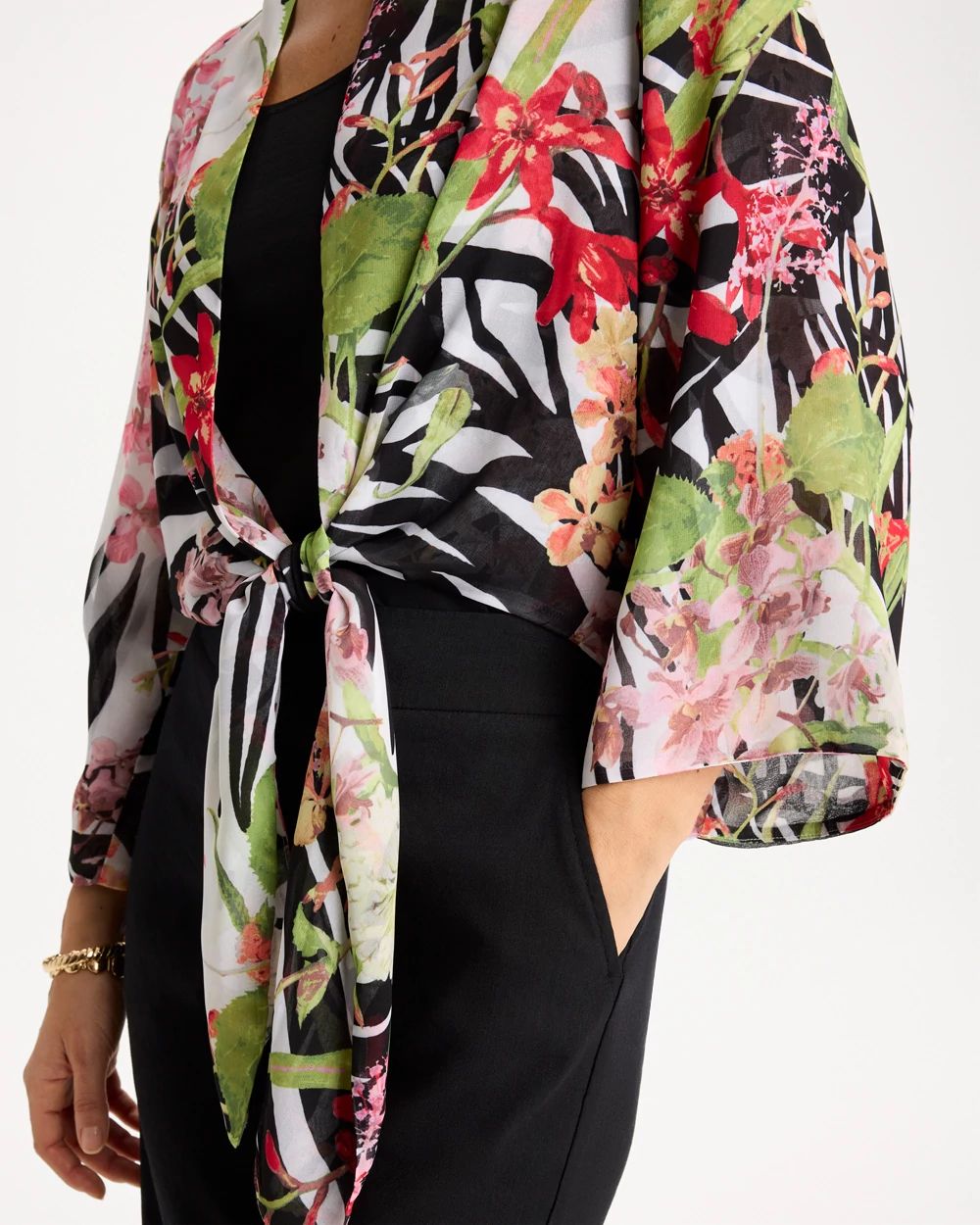 Georgette Tie-Front Kimono
