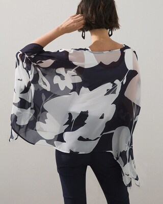 East West Sheer Floral Poncho