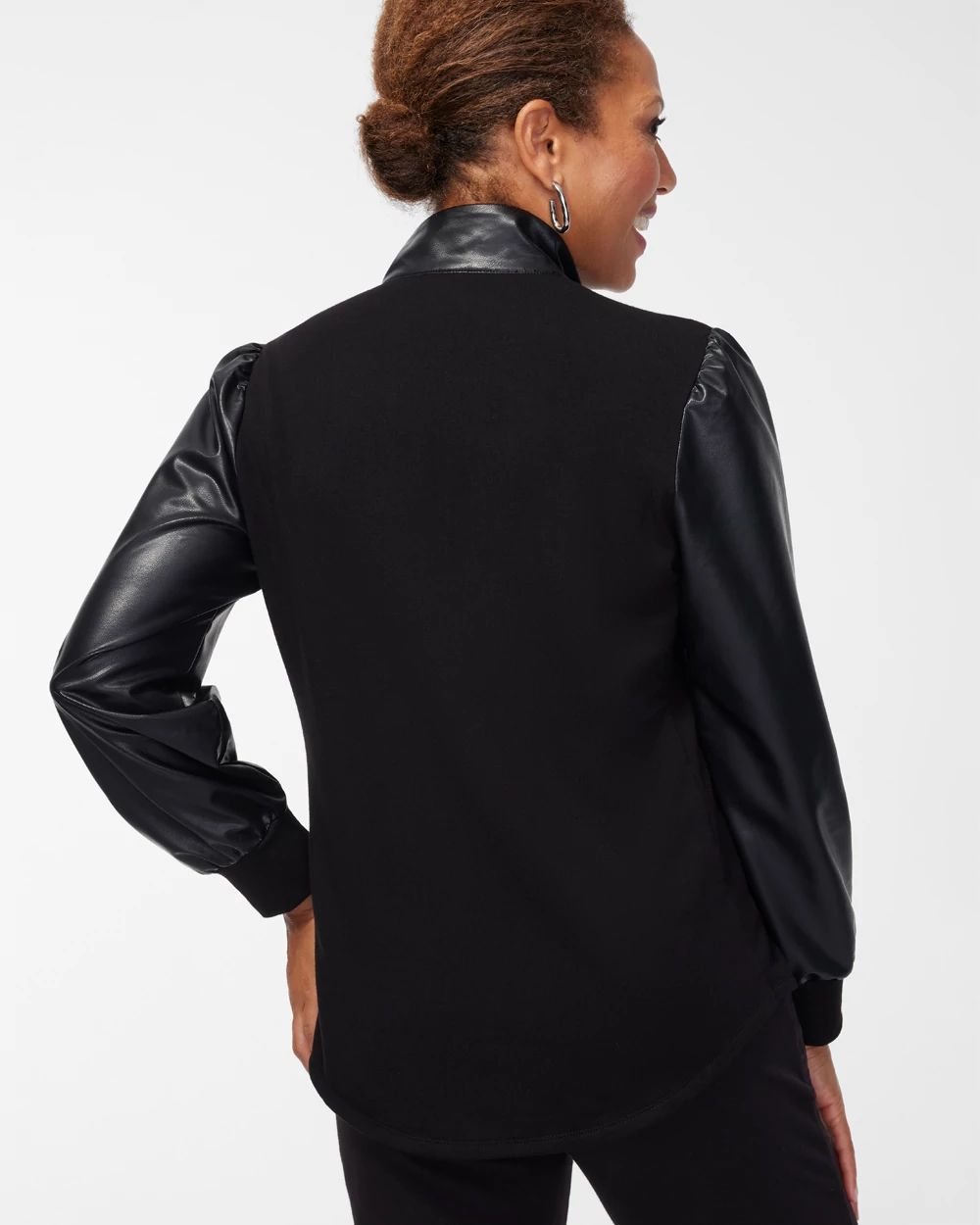 Zenergy Faux Leather Mix Pullover