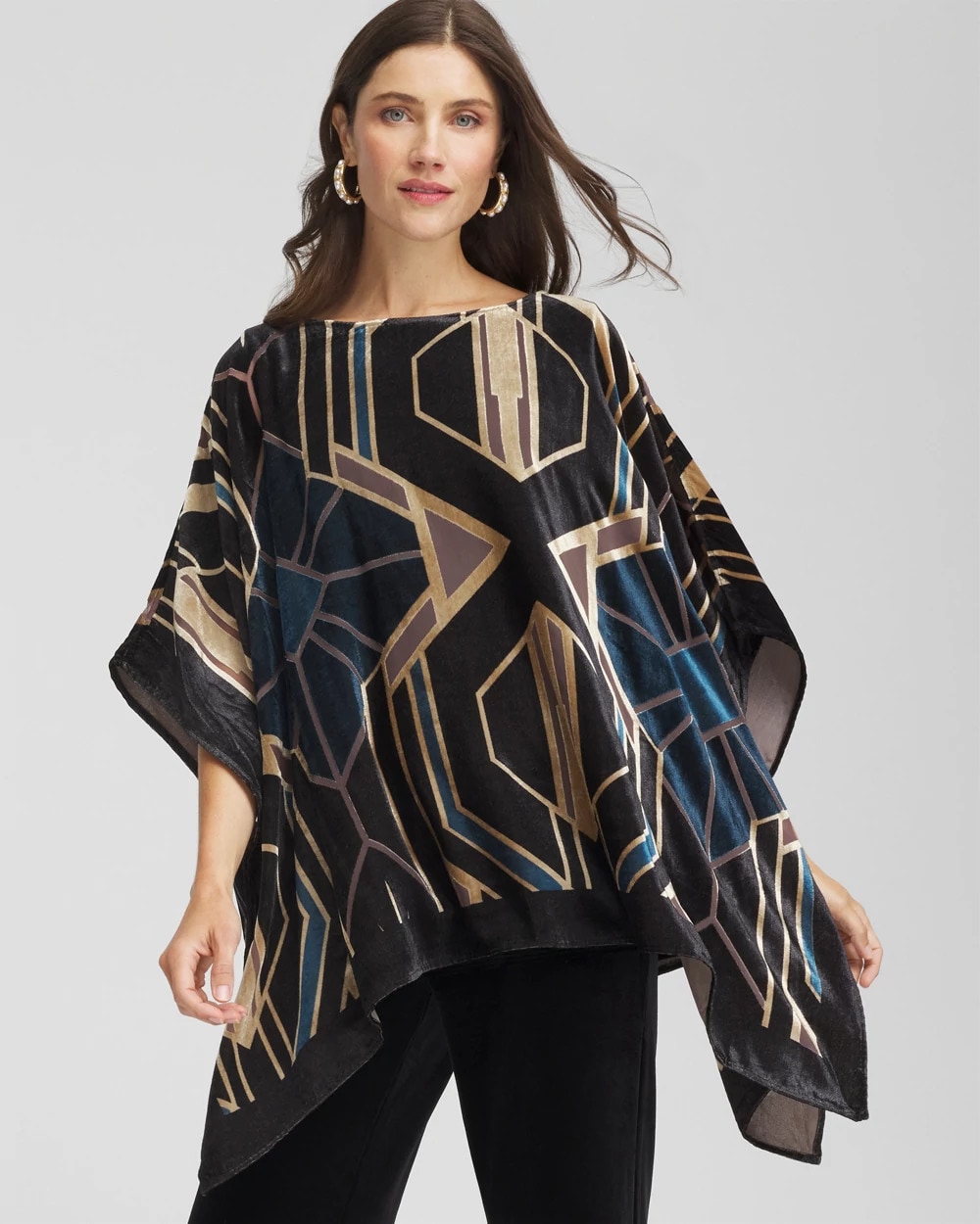 Travelers™ Art Deco Burnout Velvet Poncho