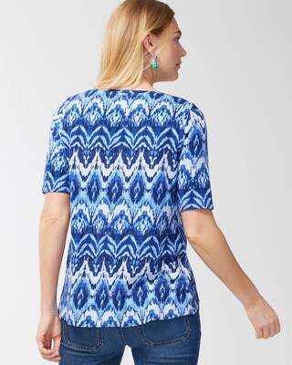 Ikat Button Detail Cotton Slub Tee
