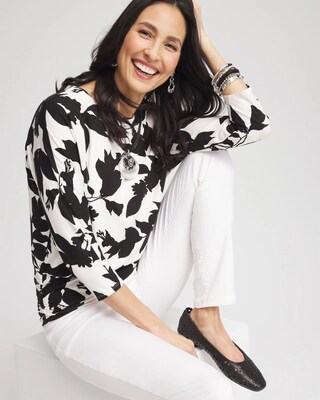 Touch of Cool™ Floral Banded-Hem Top click to view larger image.