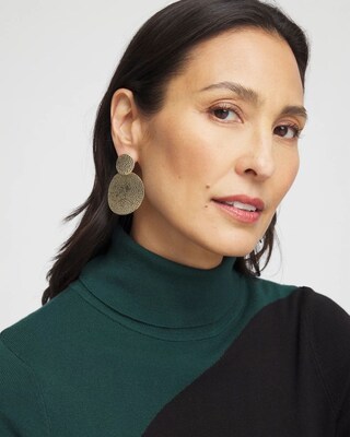 No Droop™ Gold Tone Textured Circle Drop Earrings