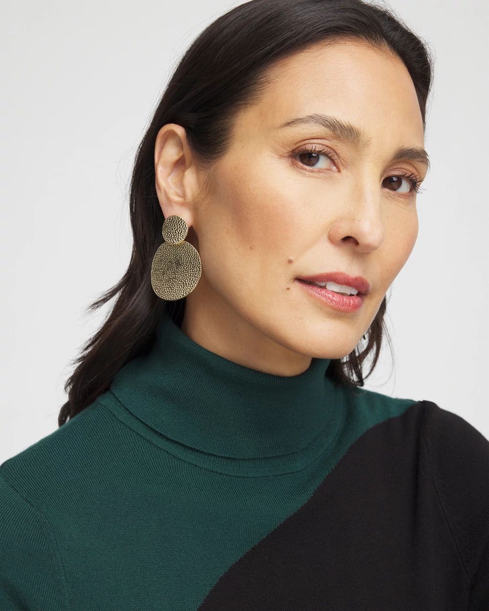 No Droop™ Gold Tone Textured Circle Drop Earrings