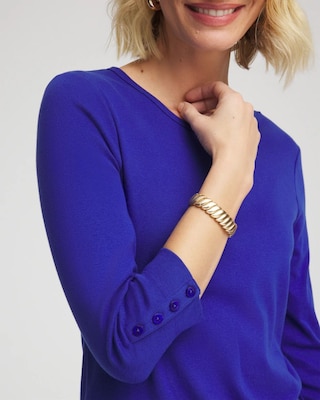 Pima Cotton Crewneck Button Tee click to view larger image.